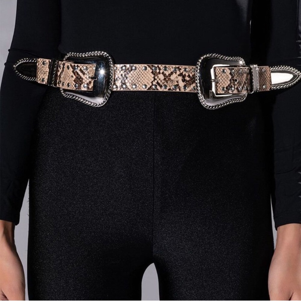 The Callie Duplicity: Snakeskin Print Western Belt